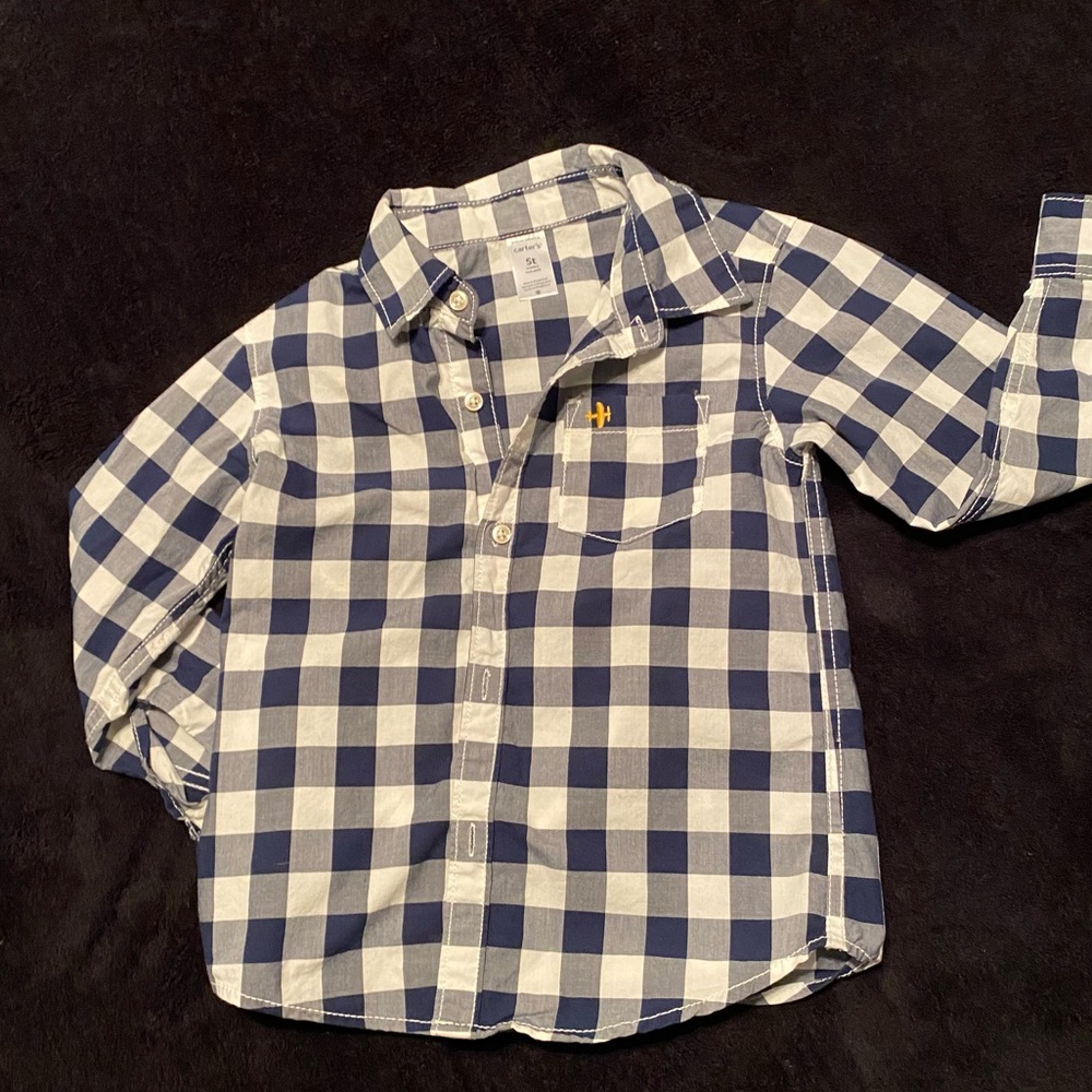 Navy and White Carters Brand 5T Long sleeve collar shirt